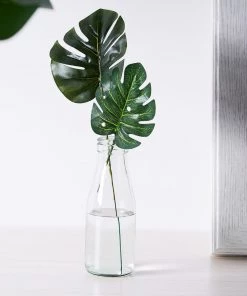 HIER_1400 6 Stems | Assorted Green Artificial Silk Tropical Monstera Leaf Plants Artificial Eucalyptus & Greenery