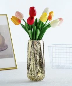 HIER_1150 10 Stems | 13" Assorted Real Touch Artificial Foam Tulip Flowers Artificial Flower & Plants