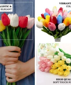 HIER_1150 10 Stems | 13" Red Real Touch Artificial Foam Tulip Flower Bouquets 16 HIER_1150 10 Stems | 13
