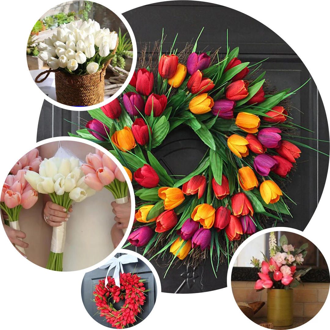 HIER_1150 10 Stems | 13" Red Real Touch Artificial Foam Tulip Flower Bouquets 5 HIER_1150 10 Stems | 13" Red Real Touch Artificial Foam Tulip Flower Bouquets