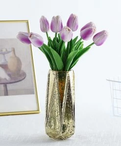HIER_1150 Artificial Flower & Plants 10 Stems | 13" Lavender Real Touch Artificial Foam Tulip Flowers
