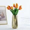 HIER_1150 10 Stems | 13" Orange Real Touch Artificial Foam Tulip Flower Bouquets