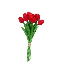 HIER_1150 10 Stems | 13" Red Real Touch Artificial Foam Tulip Flower Bouquets 25 HIER_1150 10 Stems | 13