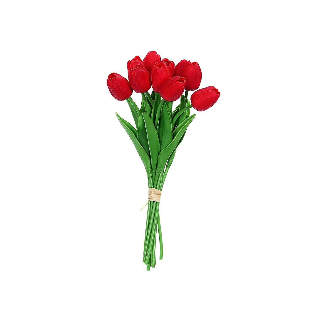 HIER_1150 10 Stems | 13" Red Real Touch Artificial Foam Tulip Flower Bouquets 13 HIER_1150 10 Stems | 13" Red Real Touch Artificial Foam Tulip Flower Bouquets