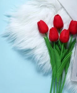 HIER_1150 10 Stems | 13" Red Real Touch Artificial Foam Tulip Flower Bouquets 20 HIER_1150 10 Stems | 13