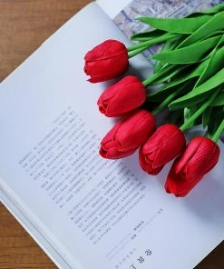 HIER_1150 10 Stems | 13" Red Real Touch Artificial Foam Tulip Flower Bouquets 21 HIER_1150 10 Stems | 13