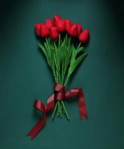 HIER_1150 10 Stems | 13" Red Real Touch Artificial Foam Tulip Flower Bouquets 23 HIER_1150 10 Stems | 13