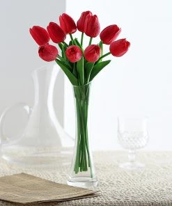HIER_1150 10 Stems | 13" Red Real Touch Artificial Foam Tulip Flower Bouquets 18 HIER_1150 10 Stems | 13