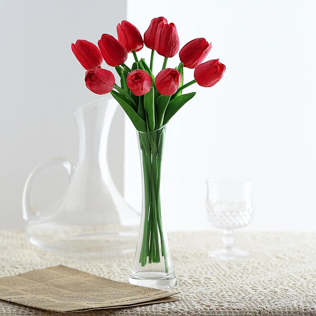HIER_1150 10 Stems | 13" Red Real Touch Artificial Foam Tulip Flower Bouquets 6 HIER_1150 10 Stems | 13" Red Real Touch Artificial Foam Tulip Flower Bouquets