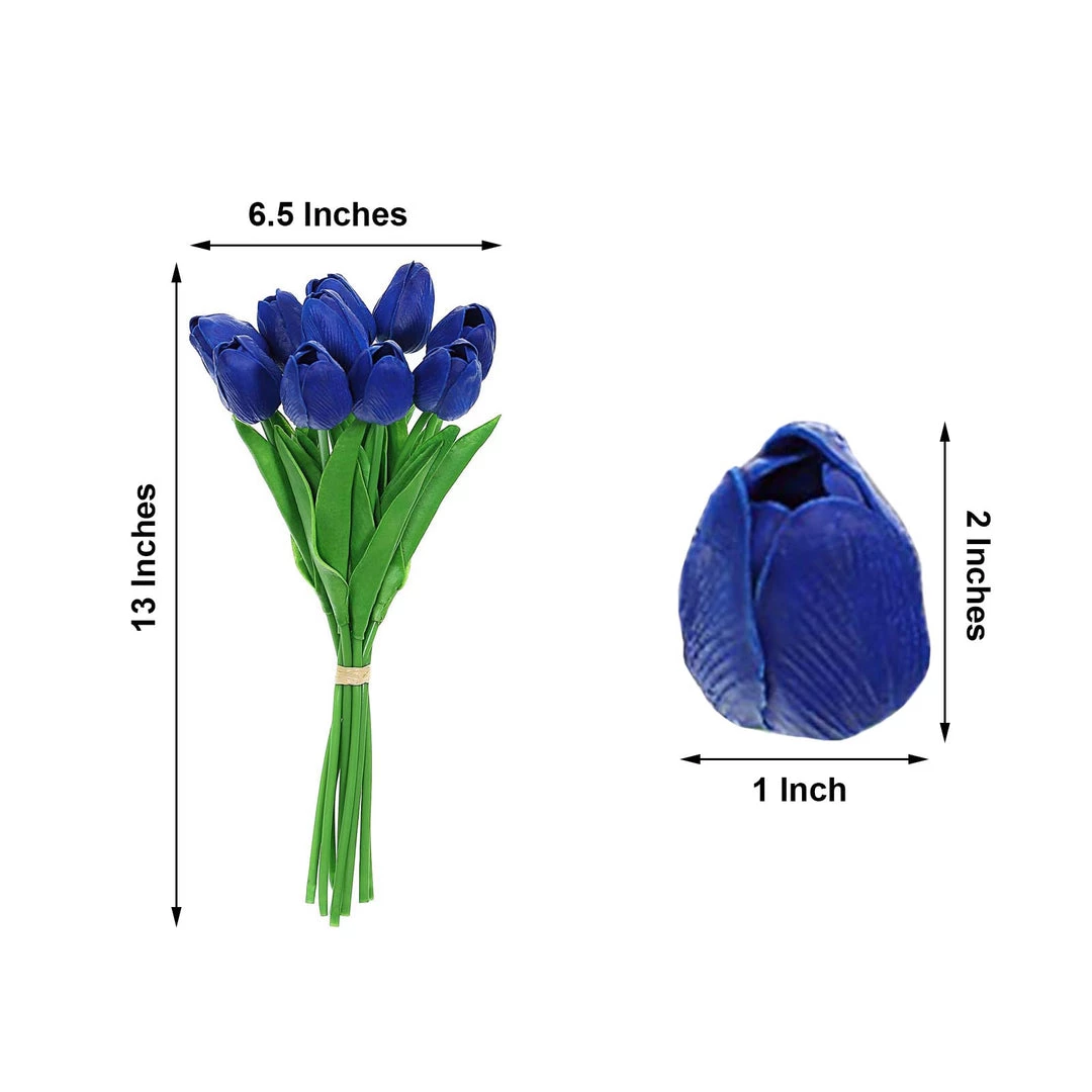 HIER_1150 10 Stems | 13" Royal Blue Real Touch Artificial Foam Tulip Flowers 3 HIER_1150 10 Stems | 13" Royal Blue Real Touch Artificial Foam Tulip Flowers