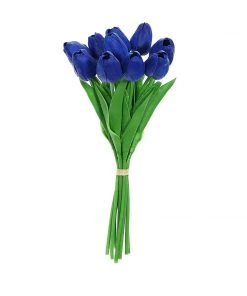 HIER_1150 10 Stems | 13" Royal Blue Real Touch Artificial Foam Tulip Flowers 25 HIER_1150 10 Stems | 13