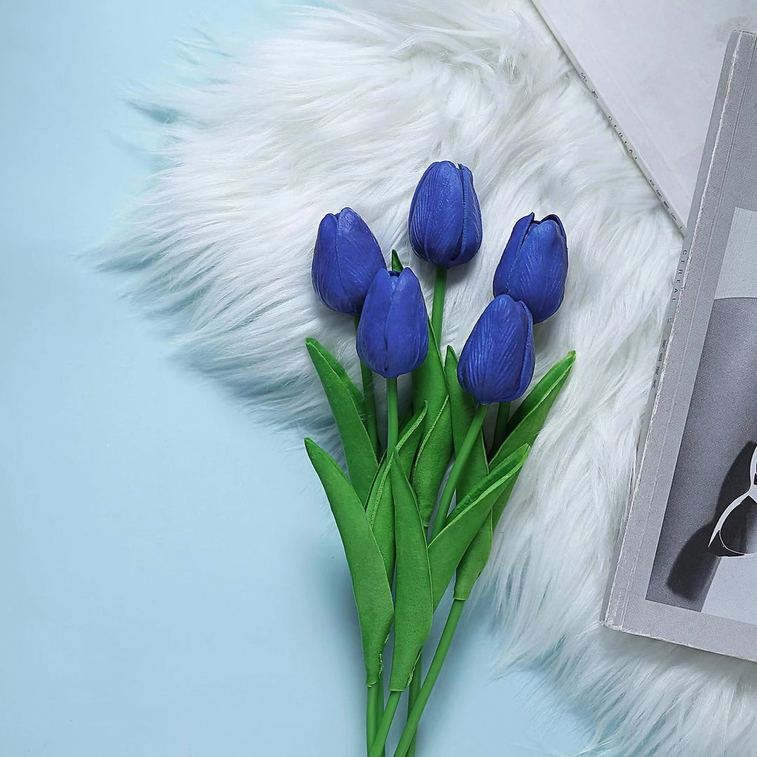 HIER_1150 10 Stems | 13" Royal Blue Real Touch Artificial Foam Tulip Flowers 8 HIER_1150 10 Stems | 13" Royal Blue Real Touch Artificial Foam Tulip Flowers