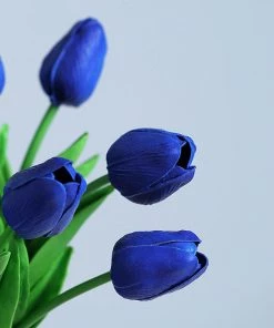 HIER_1150 10 Stems | 13" Royal Blue Real Touch Artificial Foam Tulip Flowers 19 HIER_1150 10 Stems | 13