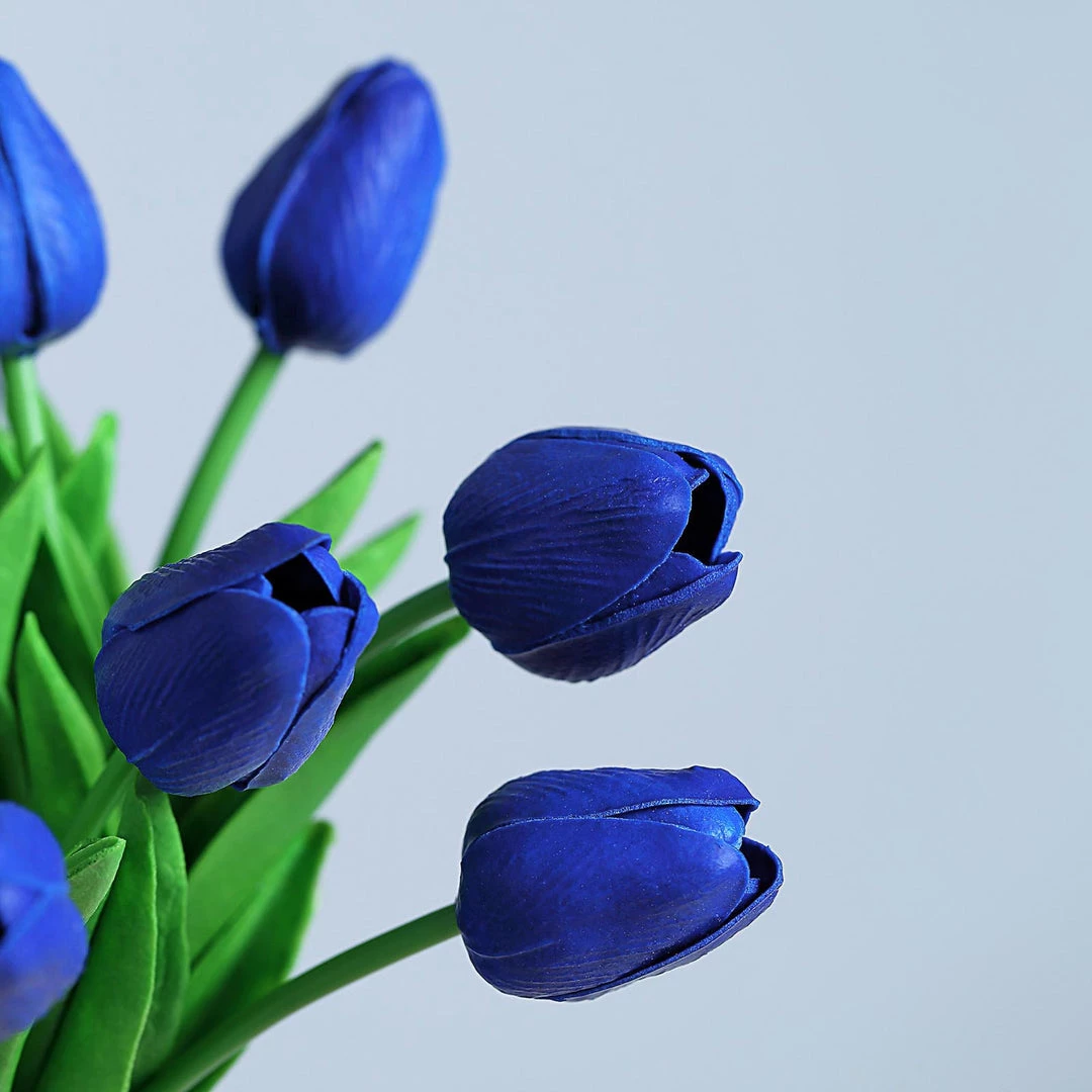 HIER_1150 10 Stems | 13" Royal Blue Real Touch Artificial Foam Tulip Flowers 7 HIER_1150 10 Stems | 13" Royal Blue Real Touch Artificial Foam Tulip Flowers