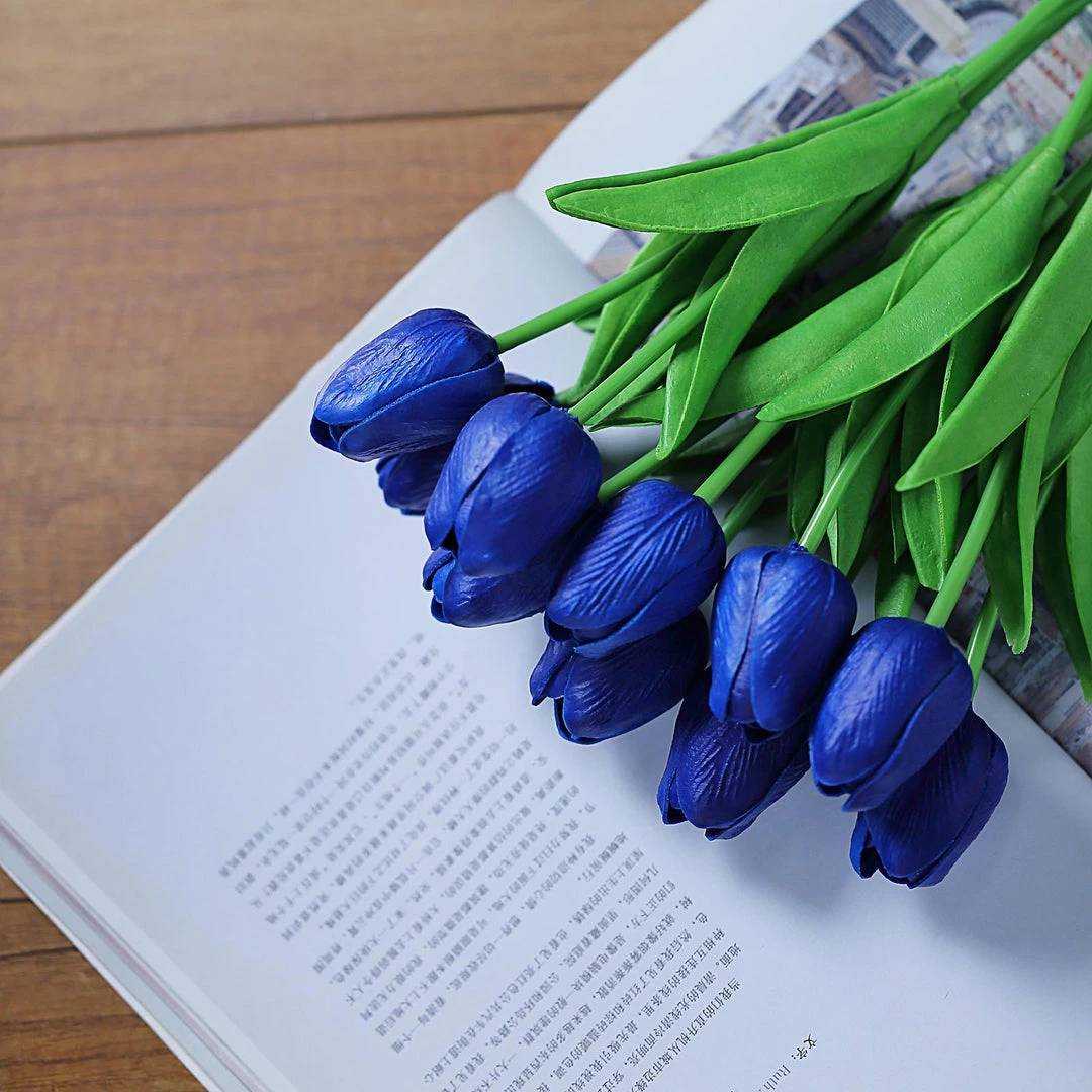 HIER_1150 10 Stems | 13" Royal Blue Real Touch Artificial Foam Tulip Flowers 9 HIER_1150 10 Stems | 13" Royal Blue Real Touch Artificial Foam Tulip Flowers