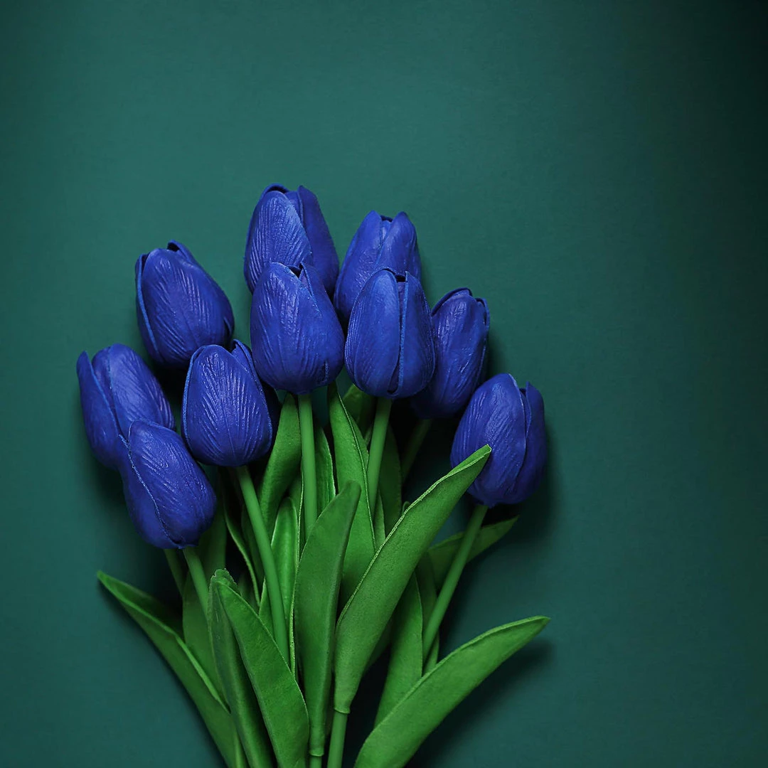 HIER_1150 10 Stems | 13" Royal Blue Real Touch Artificial Foam Tulip Flowers 10 HIER_1150 10 Stems | 13" Royal Blue Real Touch Artificial Foam Tulip Flowers