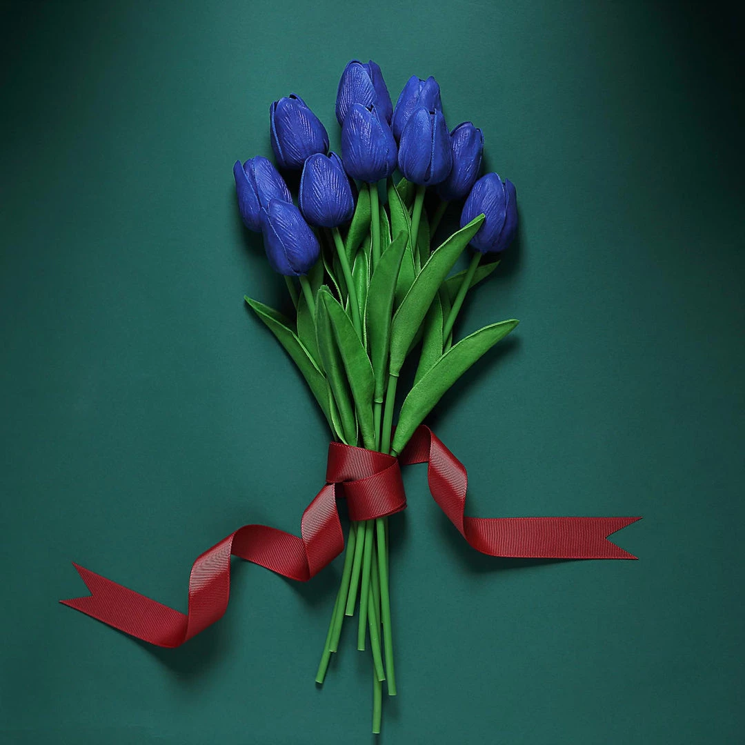 HIER_1150 10 Stems | 13" Royal Blue Real Touch Artificial Foam Tulip Flowers 11 HIER_1150 10 Stems | 13" Royal Blue Real Touch Artificial Foam Tulip Flowers
