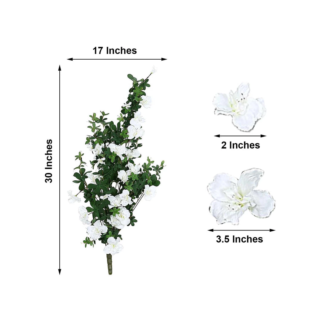 HIER_1150 30" White Artificial Silk Hanging Rhododendron Flower Vine Bush 3 HIER_1150 30" White Artificial Silk Hanging Rhododendron Flower Vine Bush