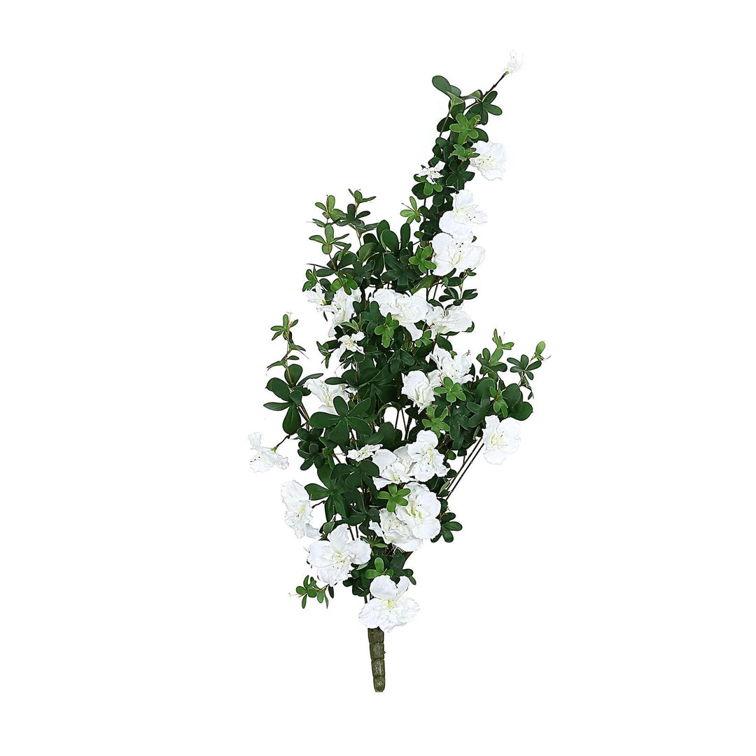HIER_1150 30" White Artificial Silk Hanging Rhododendron Flower Vine Bush 15 HIER_1150 30" White Artificial Silk Hanging Rhododendron Flower Vine Bush