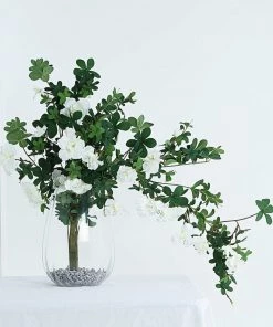 HIER_1150 30" White Artificial Silk Hanging Rhododendron Flower Vine Bush 20 HIER_1150 30