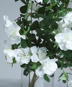 HIER_1150 30" White Artificial Silk Hanging Rhododendron Flower Vine Bush 23 HIER_1150 30