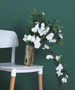 HIER_1150 30" White Artificial Silk Hanging Rhododendron Flower Vine Bush 25 HIER_1150 30
