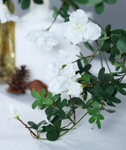 HIER_1150 30" White Artificial Silk Hanging Rhododendron Flower Vine Bush 27 HIER_1150 30