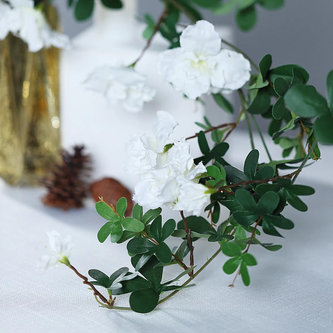 HIER_1150 30" White Artificial Silk Hanging Rhododendron Flower Vine Bush 13 HIER_1150 30" White Artificial Silk Hanging Rhododendron Flower Vine Bush