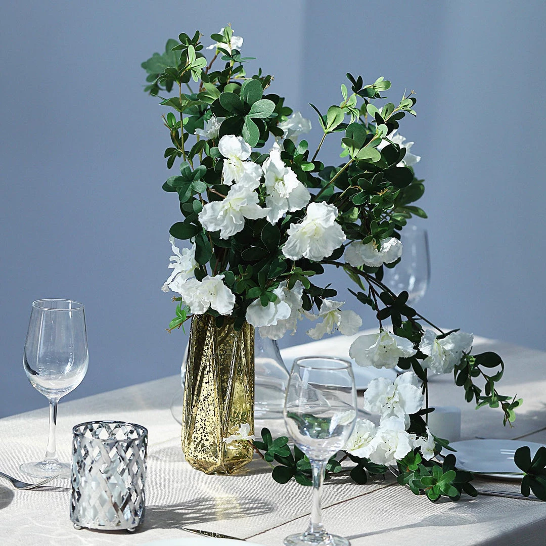 HIER_1150 30" White Artificial Silk Hanging Rhododendron Flower Vine Bush 14 HIER_1150 30" White Artificial Silk Hanging Rhododendron Flower Vine Bush