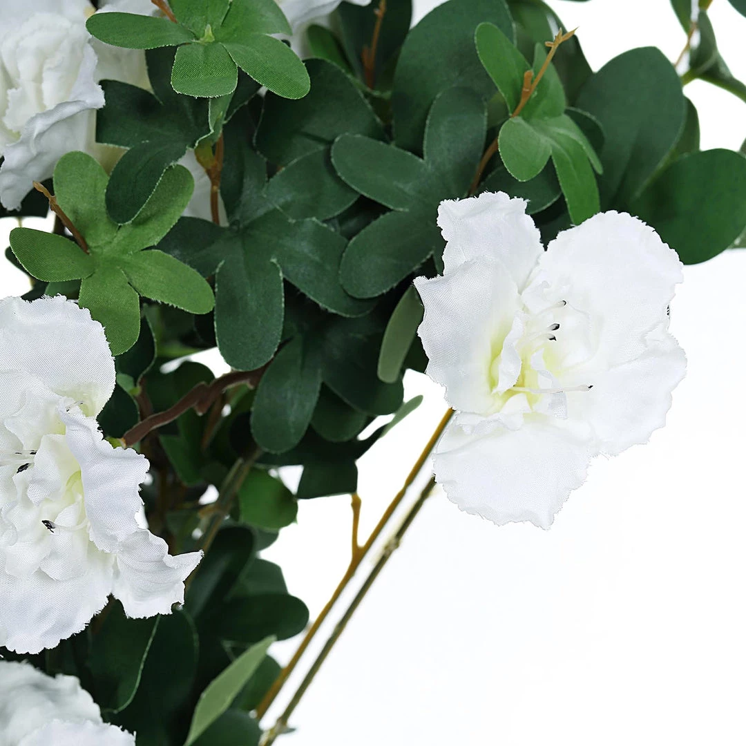 HIER_1150 30" White Artificial Silk Hanging Rhododendron Flower Vine Bush 10 HIER_1150 30" White Artificial Silk Hanging Rhododendron Flower Vine Bush