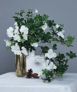 HIER_1150 30" White Artificial Silk Hanging Rhododendron Flower Vine Bush 21 HIER_1150 30