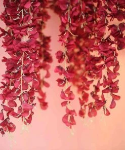 HIER_1210 42" Wine Artificial Silk Hanging Wisteria Flower Garland Vines