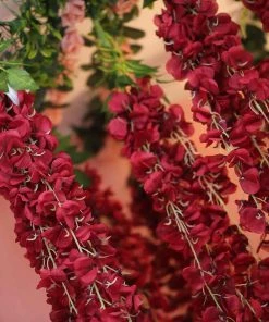 HIER_1210 42" Wine Artificial Silk Hanging Wisteria Flower Garland Vines 21 HIER_1210 42