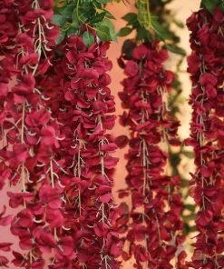 HIER_1210 42" Wine Artificial Silk Hanging Wisteria Flower Garland Vines 24 HIER_1210 42