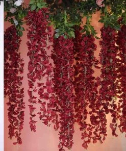 HIER_1210 42" Wine Artificial Silk Hanging Wisteria Flower Garland Vines 19 HIER_1210 42