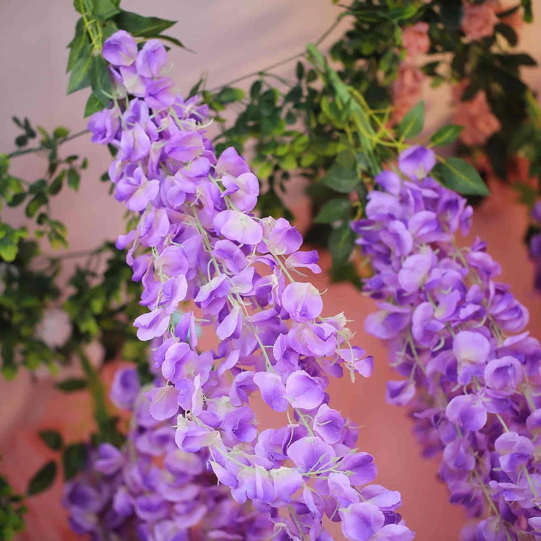 HIER_1210 Garlands | Vines 42" Lavender Artificial Silk Hanging Wisteria Flower Garland Vines 10 HIER_1210 Garlands | Vines 42" Lavender Artificial Silk Hanging Wisteria Flower Garland Vines