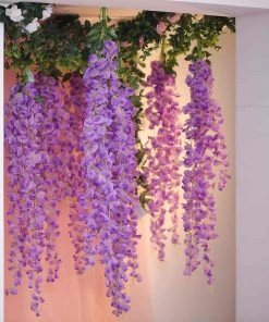 HIER_1210 Garlands | Vines 42" Lavender Artificial Silk Hanging Wisteria Flower Garland Vines 24 HIER_1210 Garlands | Vines 42