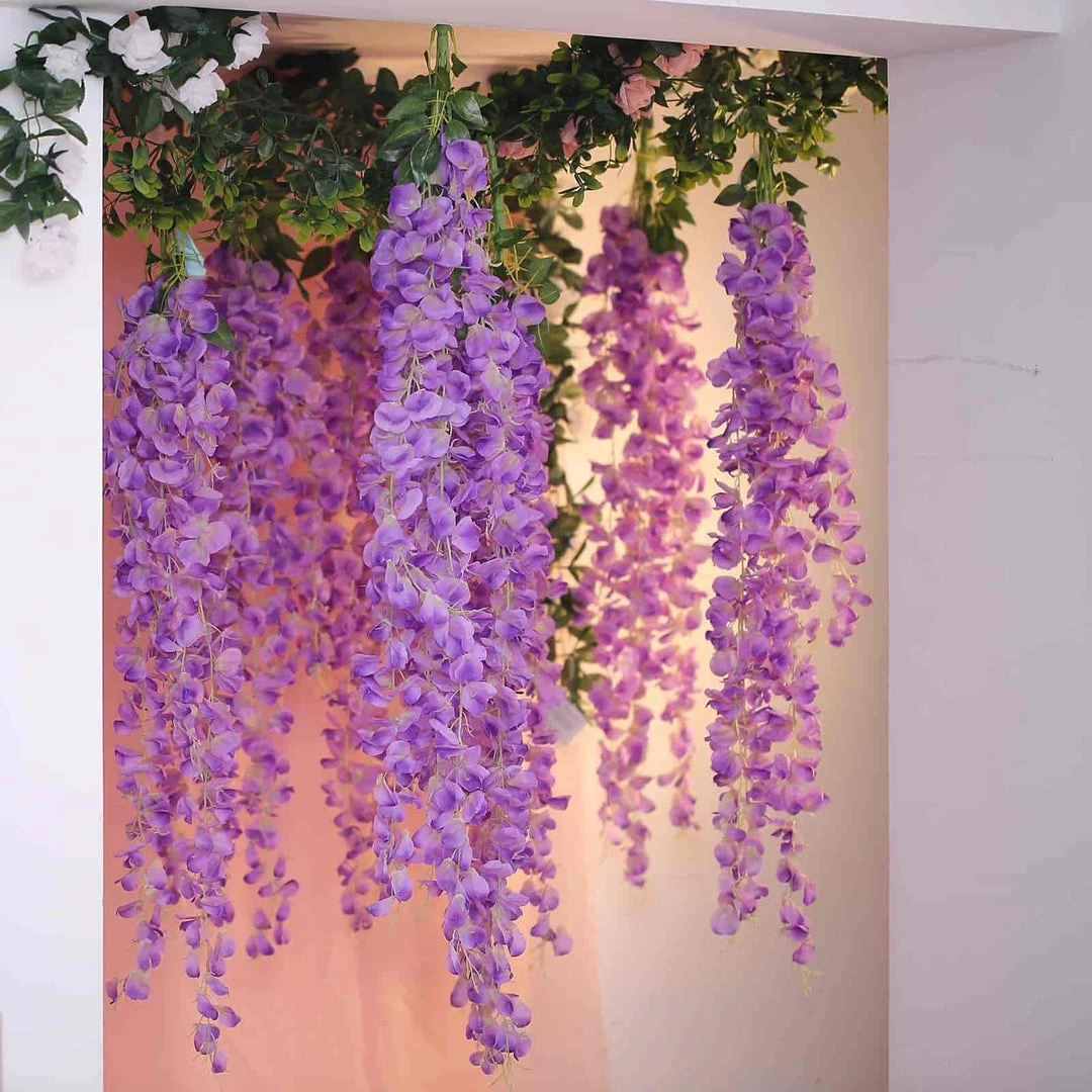 HIER_1210 Garlands | Vines 42" Lavender Artificial Silk Hanging Wisteria Flower Garland Vines 11 HIER_1210 Garlands | Vines 42" Lavender Artificial Silk Hanging Wisteria Flower Garland Vines