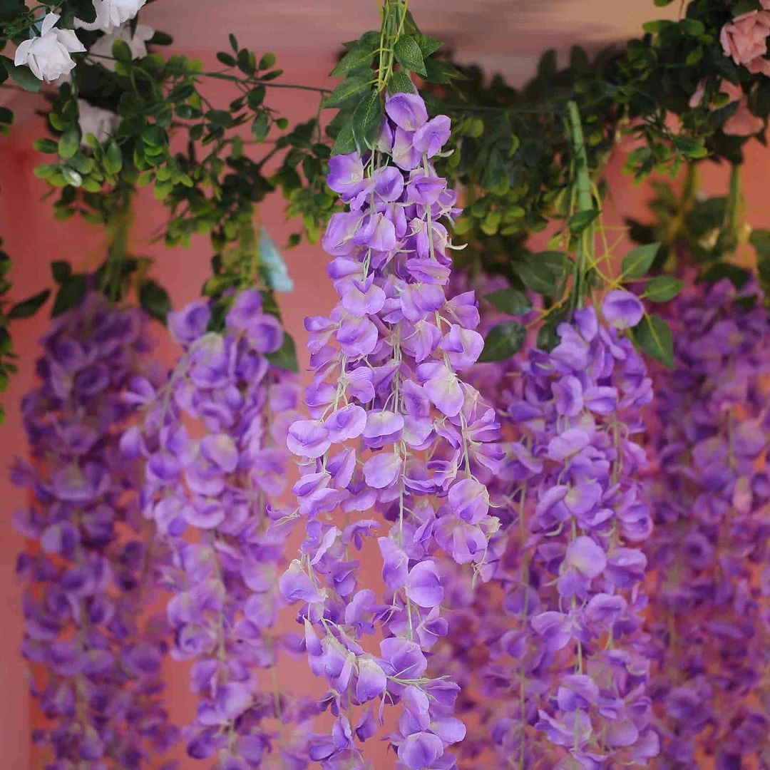 HIER_1210 Garlands | Vines 42" Lavender Artificial Silk Hanging Wisteria Flower Garland Vines 9 HIER_1210 Garlands | Vines 42" Lavender Artificial Silk Hanging Wisteria Flower Garland Vines