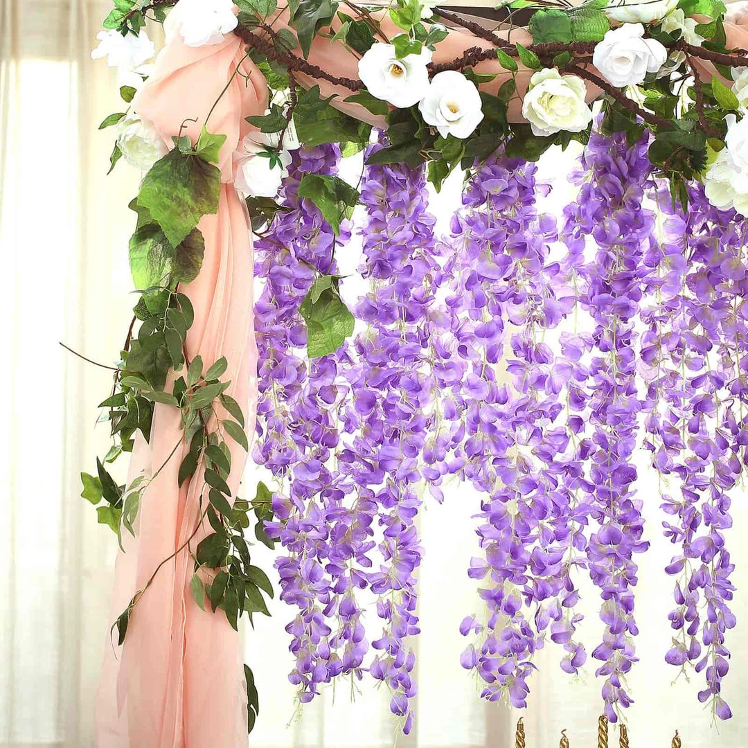 HIER_1210 Garlands | Vines 42" Lavender Artificial Silk Hanging Wisteria Flower Garland Vines 6 HIER_1210 Garlands | Vines 42" Lavender Artificial Silk Hanging Wisteria Flower Garland Vines