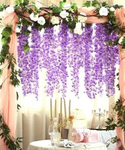 HIER_1210 Garlands | Vines 42" Lavender Artificial Silk Hanging Wisteria Flower Garland Vines