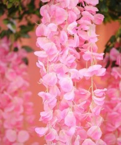 HIER_1210 42" Pink Artificial Silk Hanging Wisteria Flower Garland Vines Garlands | Vines