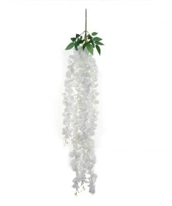 HIER_1210 42" White Artificial Silk Hanging Wisteria Flower Garland Vines Garlands | Vines 39 HIER_1210 42
