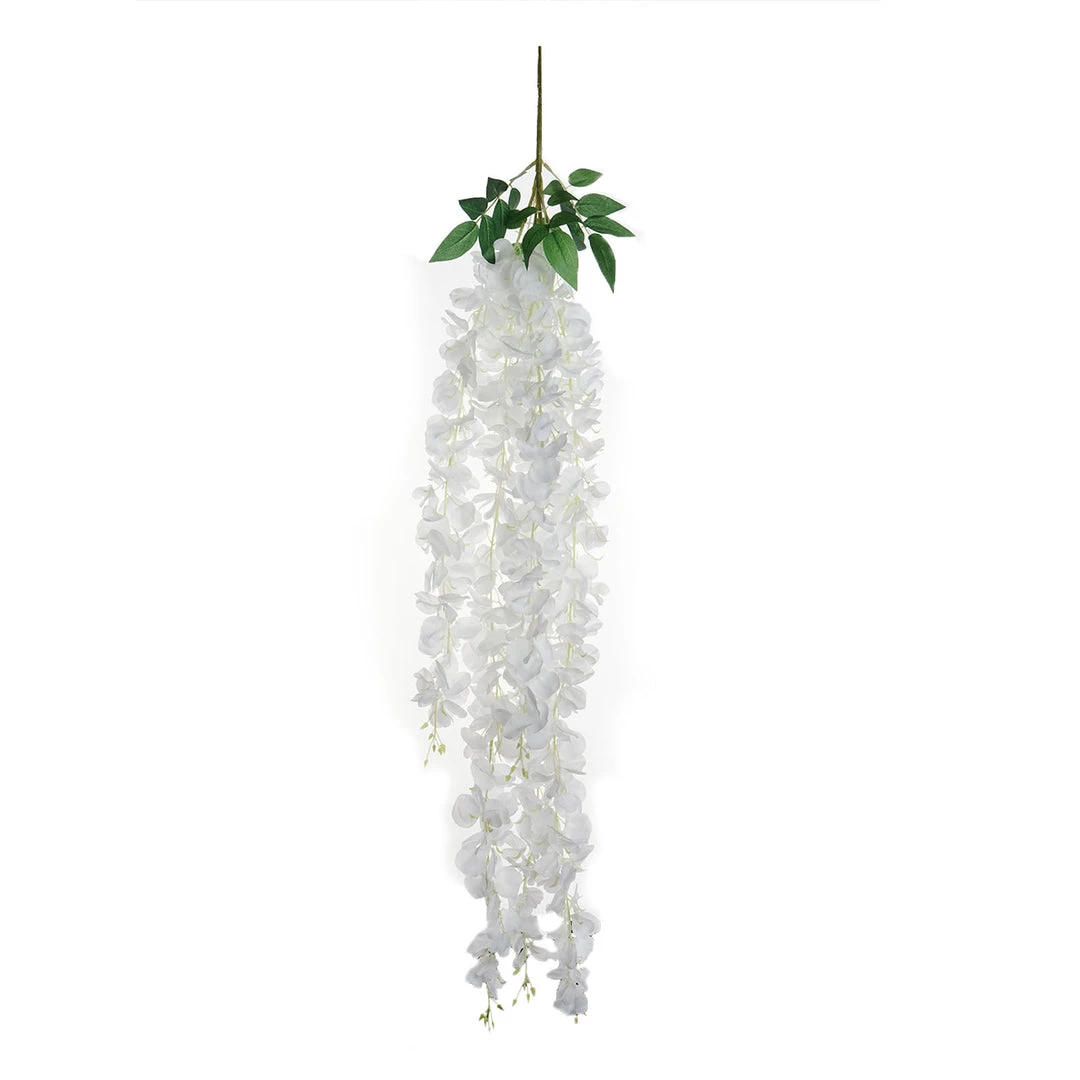 HIER_1210 42" White Artificial Silk Hanging Wisteria Flower Garland Vines Garlands | Vines 20 HIER_1210 42" White Artificial Silk Hanging Wisteria Flower Garland Vines Garlands | Vines