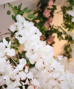 HIER_1210 42" White Artificial Silk Hanging Wisteria Flower Garland Vines Garlands | Vines