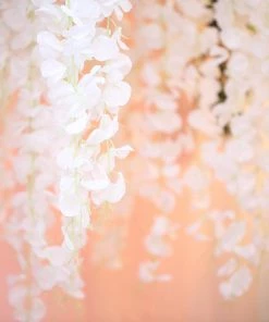 HIER_1210 42" White Artificial Silk Hanging Wisteria Flower Garland Vines Garlands | Vines 26 HIER_1210 42