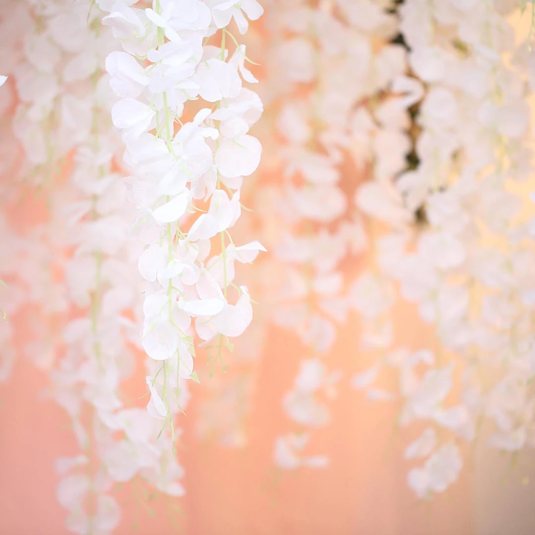 HIER_1210 42" White Artificial Silk Hanging Wisteria Flower Garland Vines Garlands | Vines 7 HIER_1210 42" White Artificial Silk Hanging Wisteria Flower Garland Vines Garlands | Vines