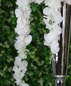 HIER_1210 42" White Artificial Silk Hanging Wisteria Flower Garland Vines Garlands | Vines 33 HIER_1210 42