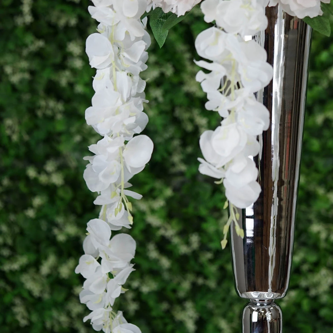 HIER_1210 42" White Artificial Silk Hanging Wisteria Flower Garland Vines Garlands | Vines 14 HIER_1210 42" White Artificial Silk Hanging Wisteria Flower Garland Vines Garlands | Vines