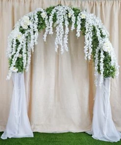 HIER_1210 42" White Artificial Silk Hanging Wisteria Flower Garland Vines Garlands | Vines 34 HIER_1210 42